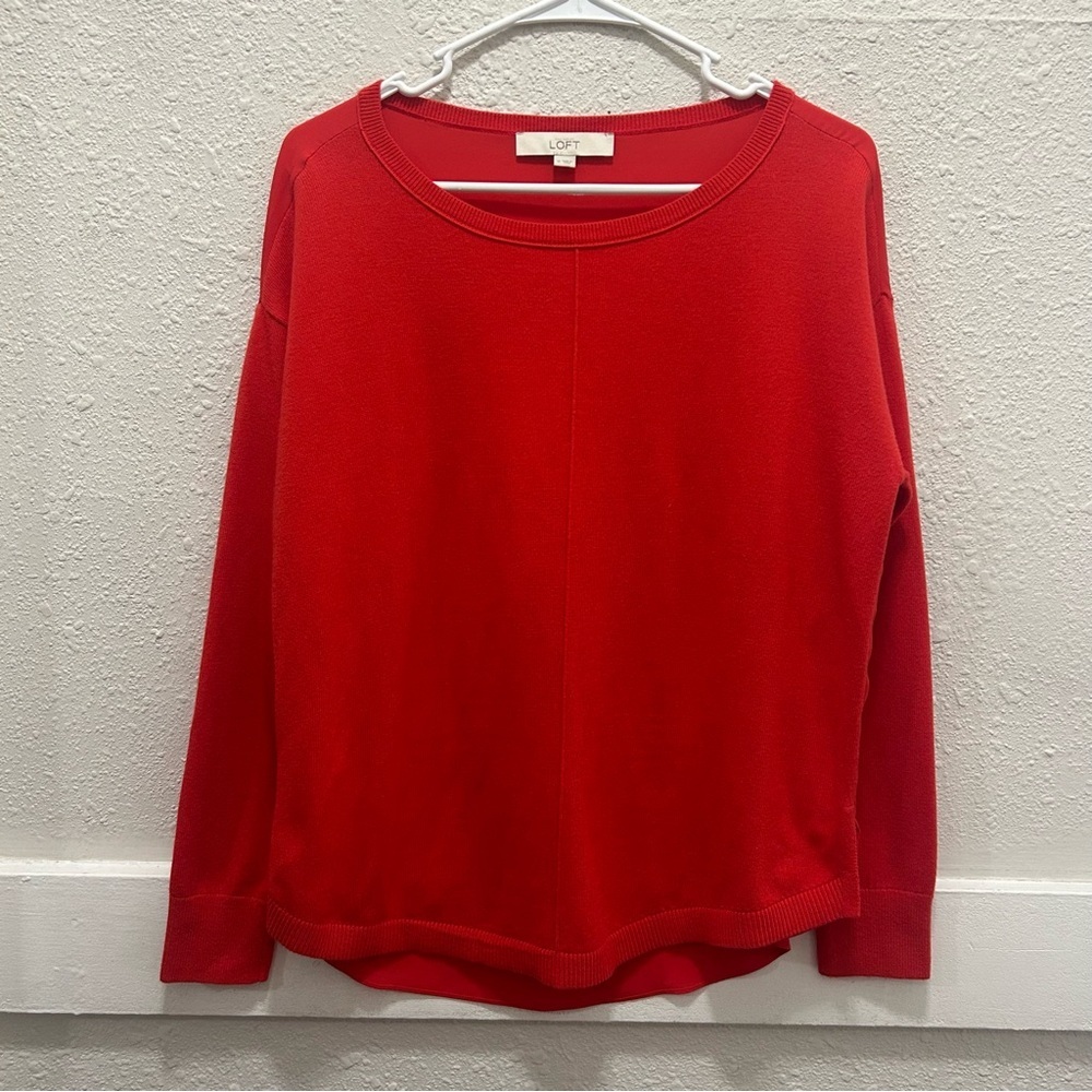 Loft Crew Neck Red Sweater Medium (Flawed)
